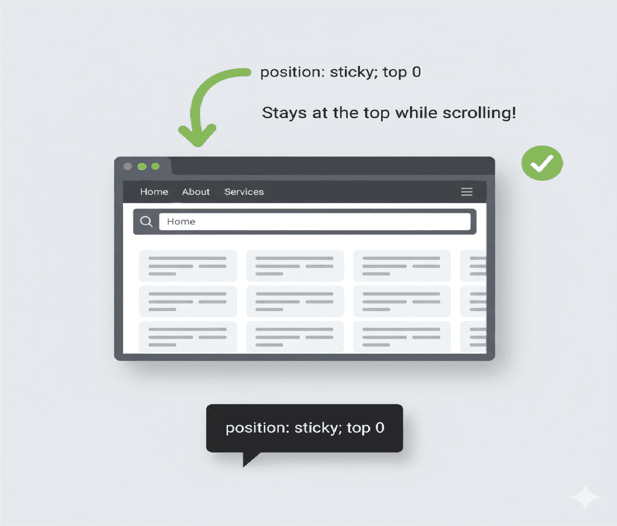 How can you create a sticky navigation bar that remains at the top while scrolling?