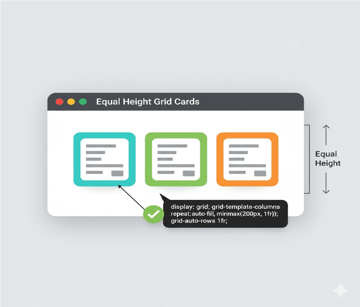 How can you make all cards in a grid layout have equal height?