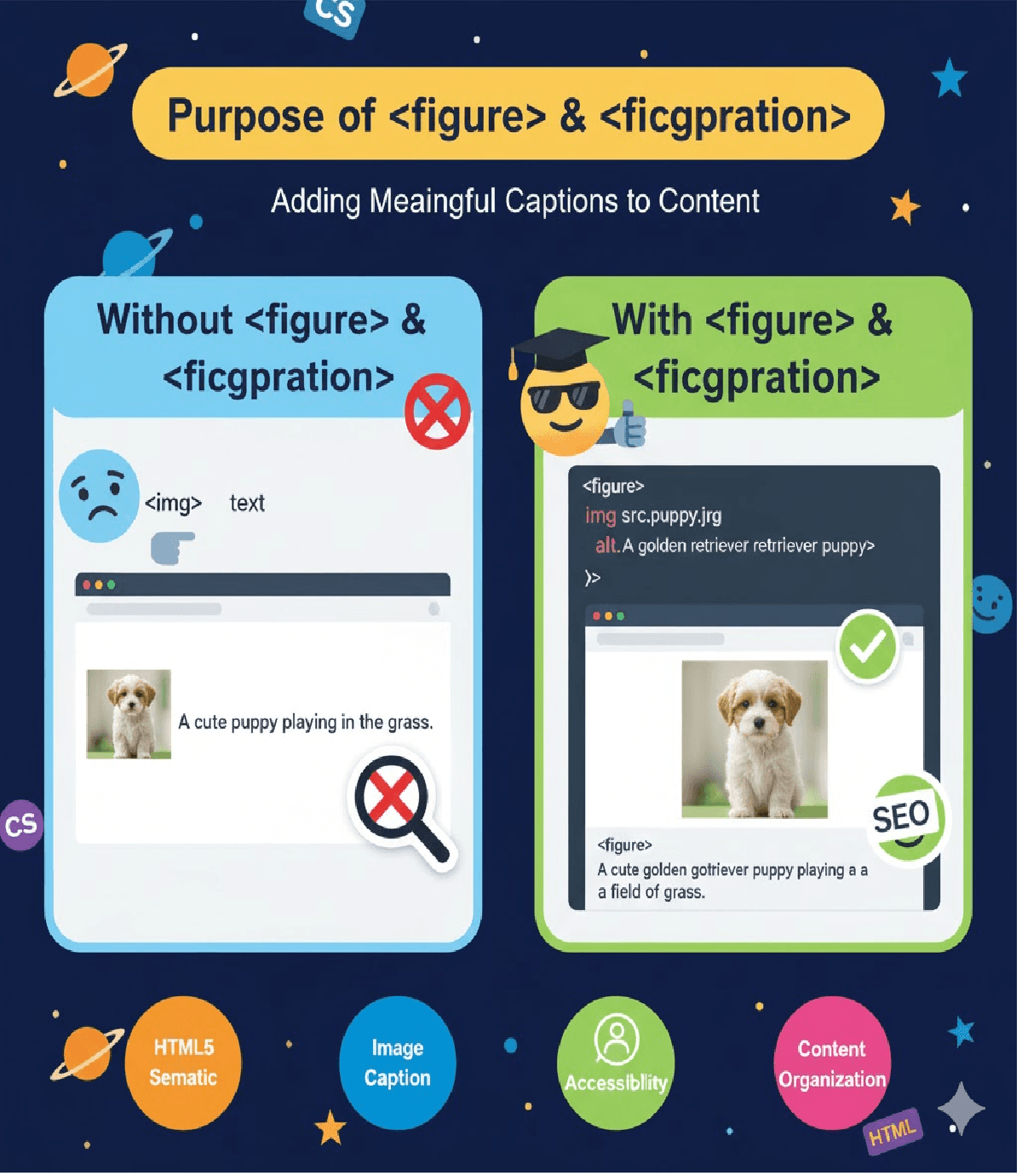 What is the purpose of the <figure> and <figcaption> elements?<figure> <figcaption> </figcaption></figure>