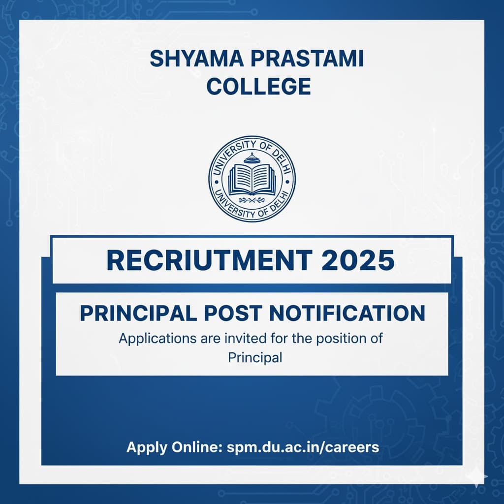 Shyama Prasad Mukherji College Recruitment 2025: Principal Post Notification