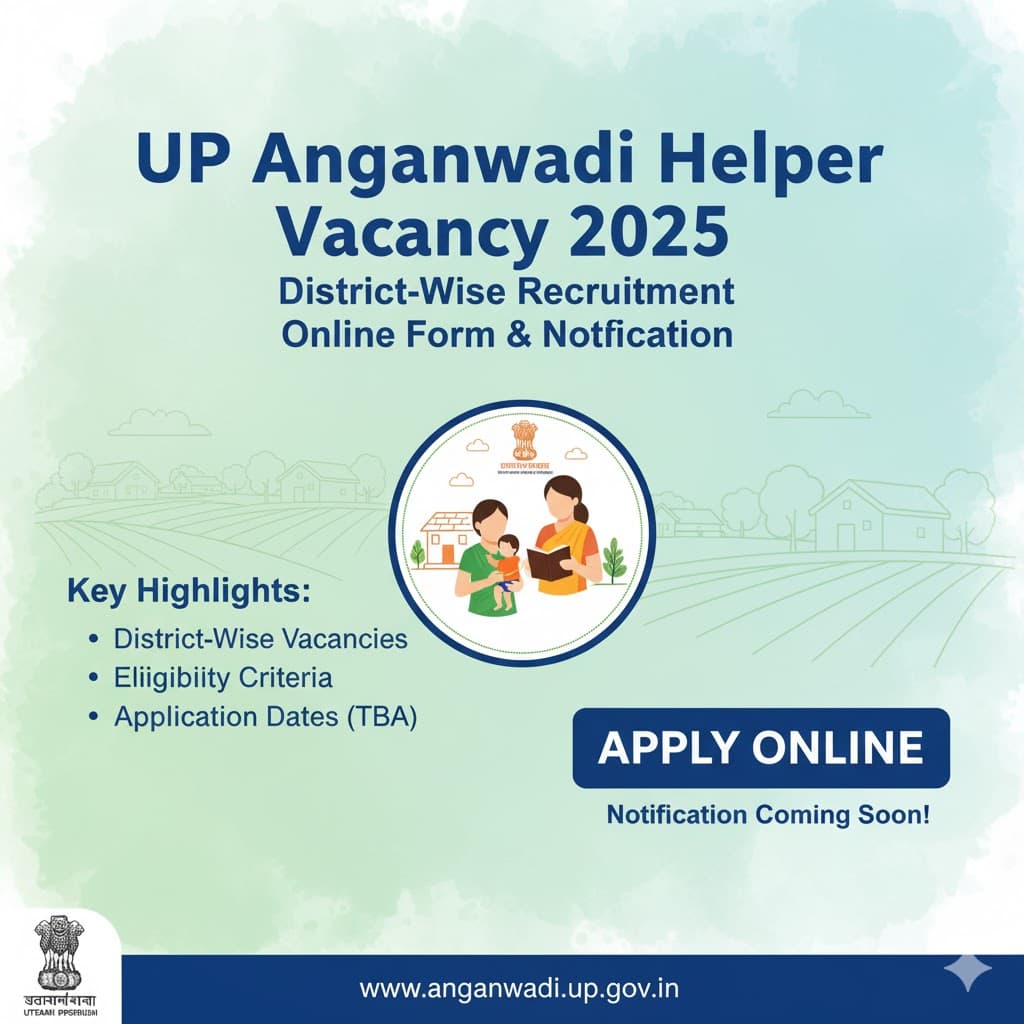 UP Anganwadi Helper Vacancy 2025 – District-Wise Recruitment, Online Form &amp; Notification