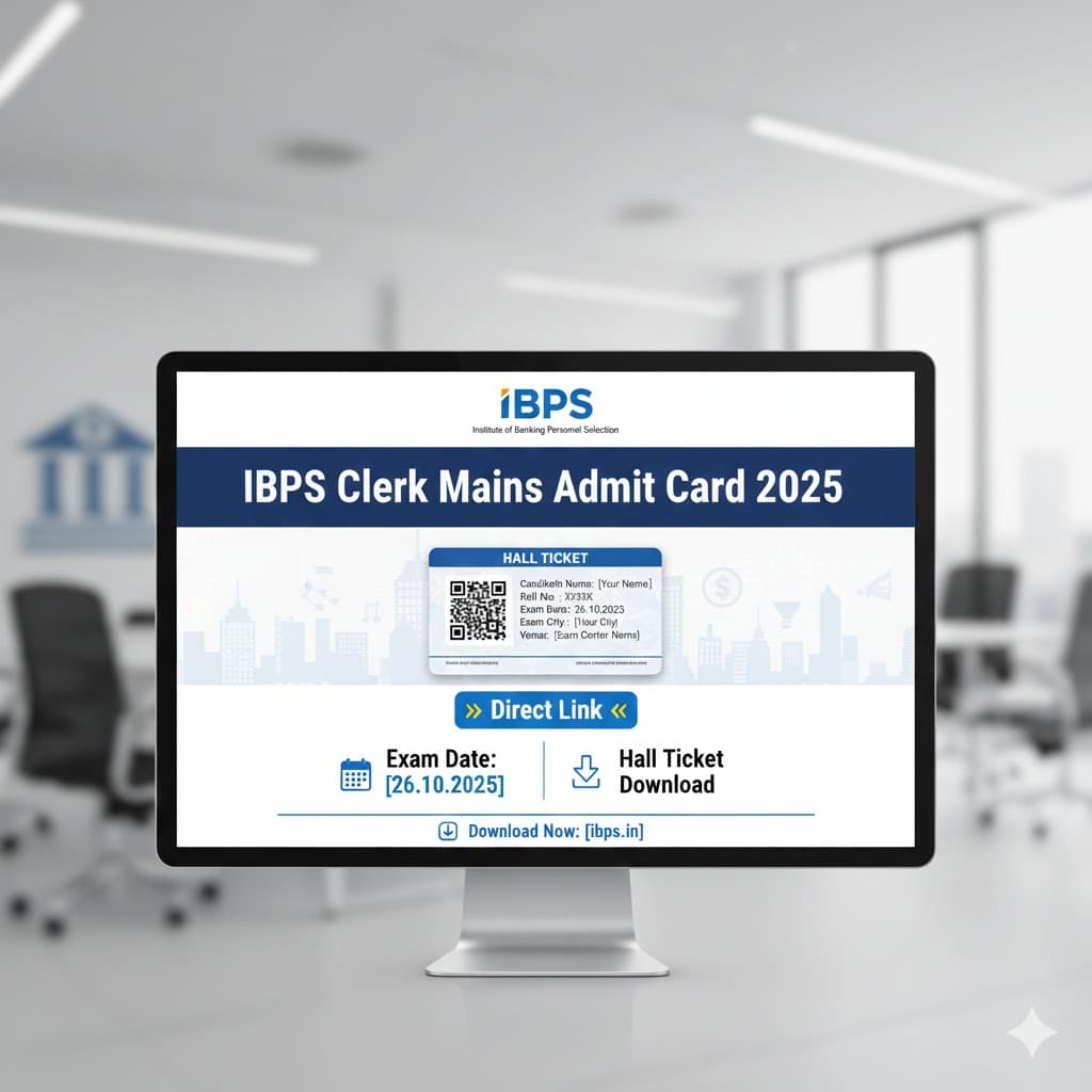 IBPS Clerk Mains Admit Card 2025 – Direct Link, CSA XV Exam City &amp; Hall Ticket Download