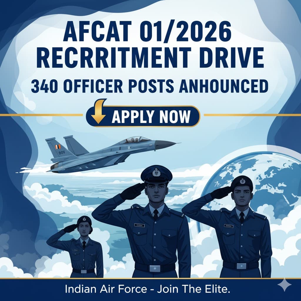 AFCAT 01/2026 Recruitment Drive: 340 Officer Posts Announced – Apply Now