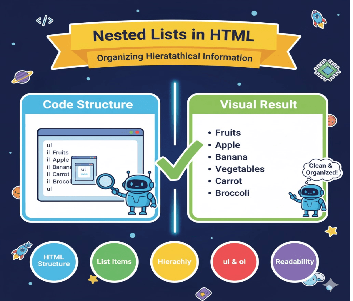 How do you create a nested list (a list inside another list) in HTML?
