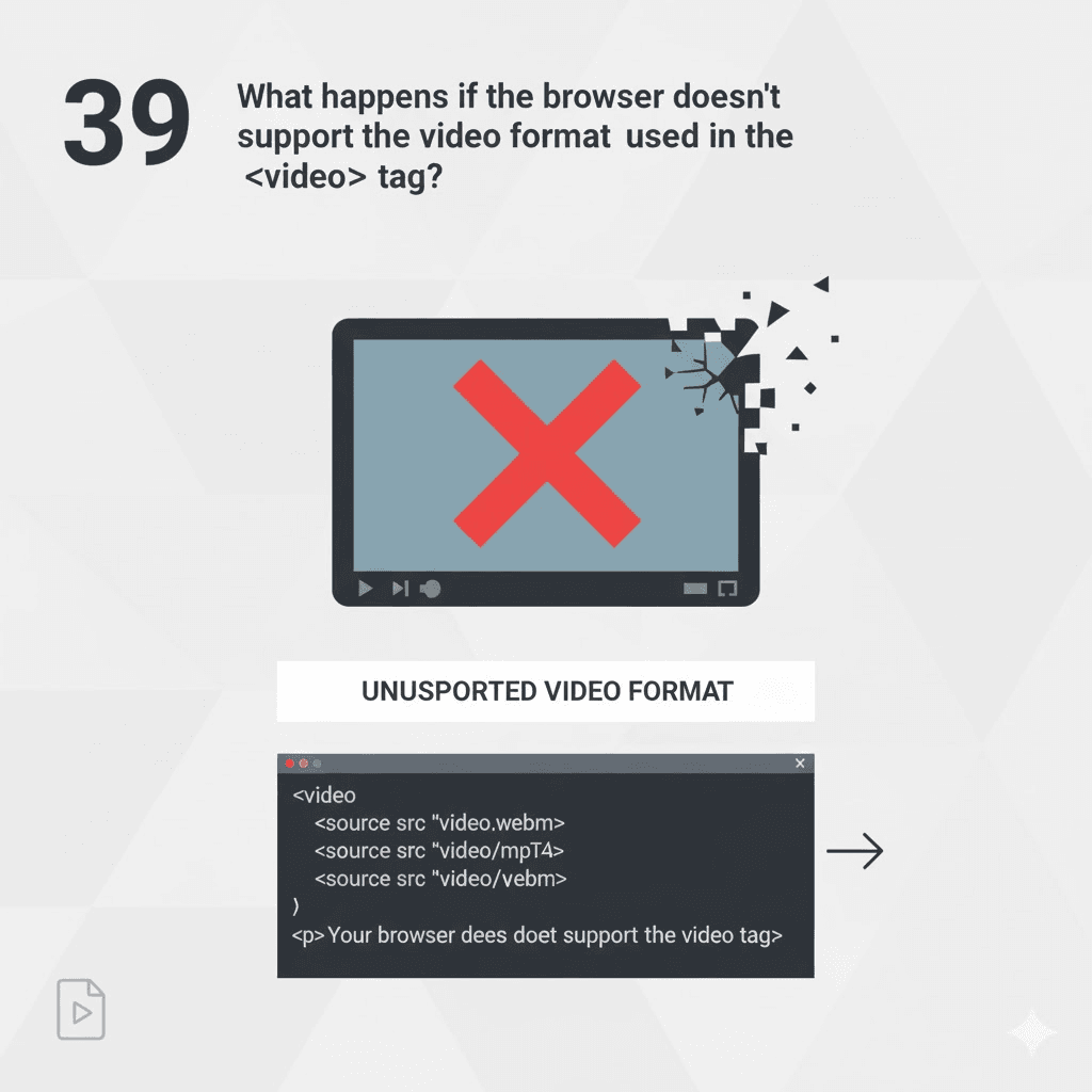 What happens if the browser doesn’t support the video format used in the <video> tag?     <video> tag?</video>