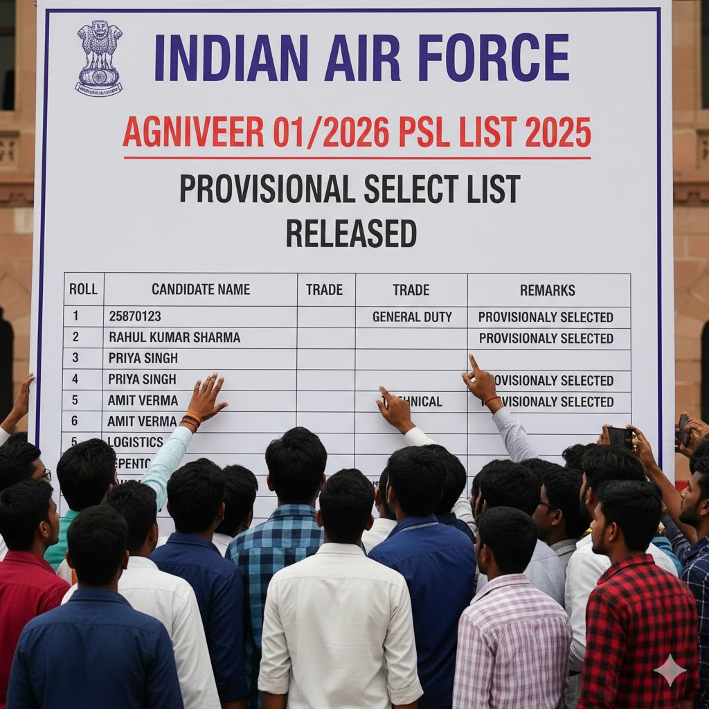 IAF Agniveer 01/2026 PSL List 2025 Released – Download Merit List &amp; Scorecard Now