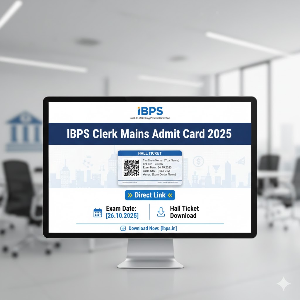 IBPS Clerk Mains Admit Card 2025 – Direct Link, CSA XV Exam City &amp; Hall Ticket Download