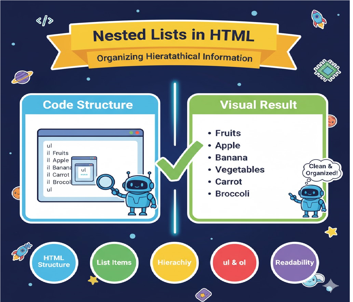 How do you create a nested list (a list inside another list) in HTML?