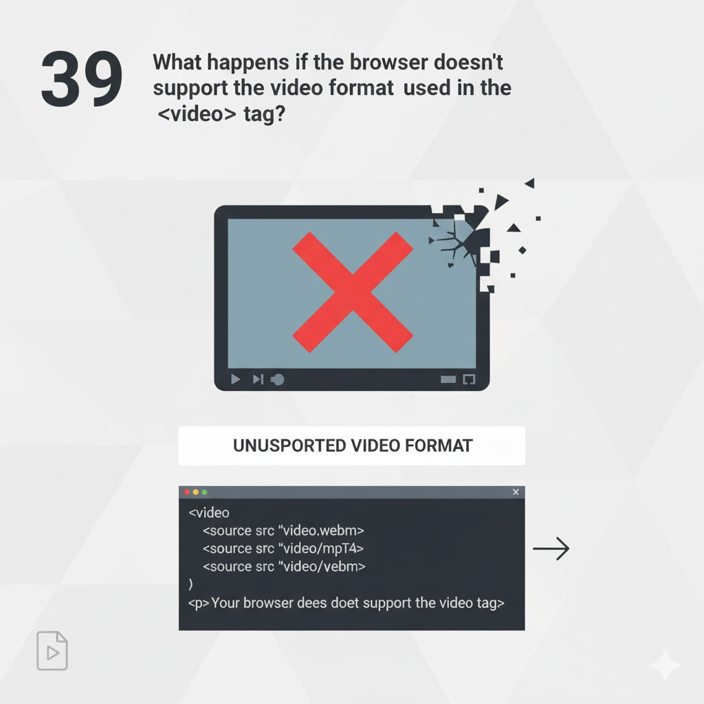 What happens if the browser doesn’t support the video format used in the <video> tag?     <video> tag?</video>