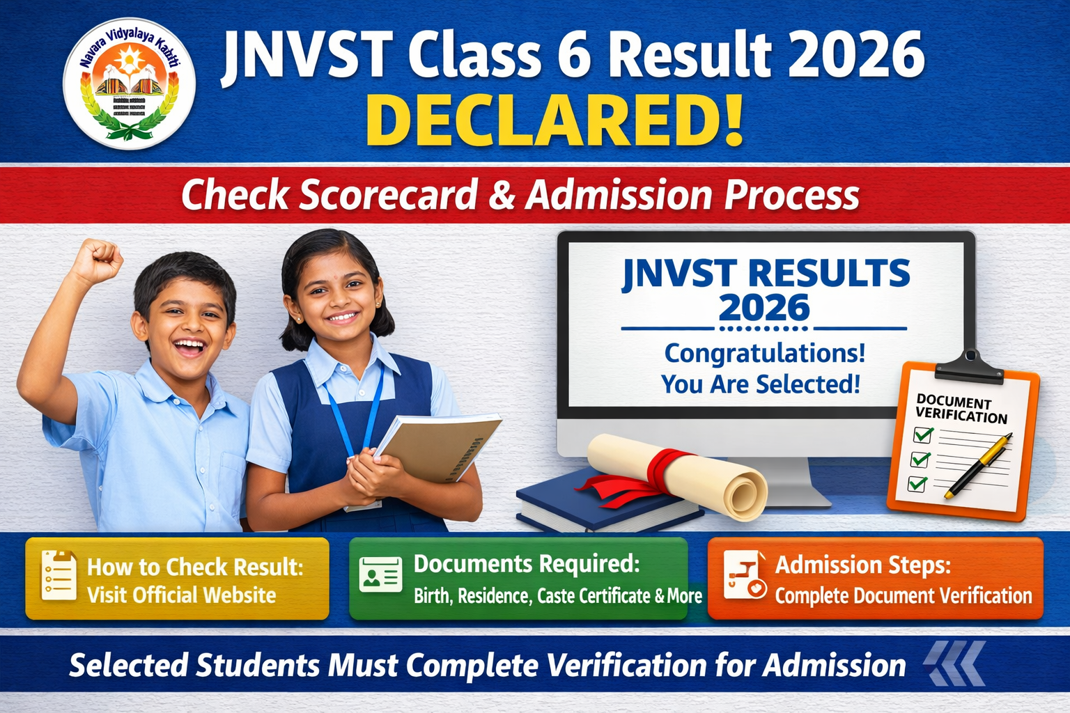 Jawahar Navodaya Class 6 Summer Bound Result 2026 Released: Steps to Download Scorecard