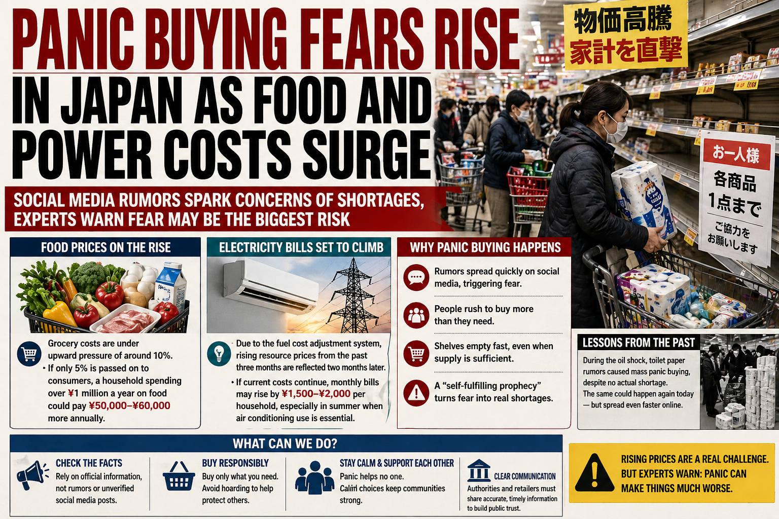 Panic Buying Fears Rise in Japan Amid Surging Food and Power Costs