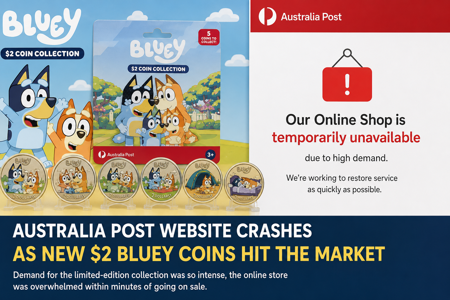 Heavy Demand for $2 Bluey Coins Crashes Australia Post Website